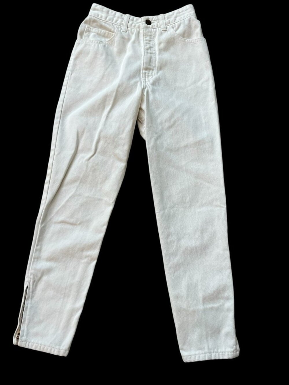 Guess Junior Size 26 White Jeans High Rise Straight 80s Vtg USA Georges Marciano